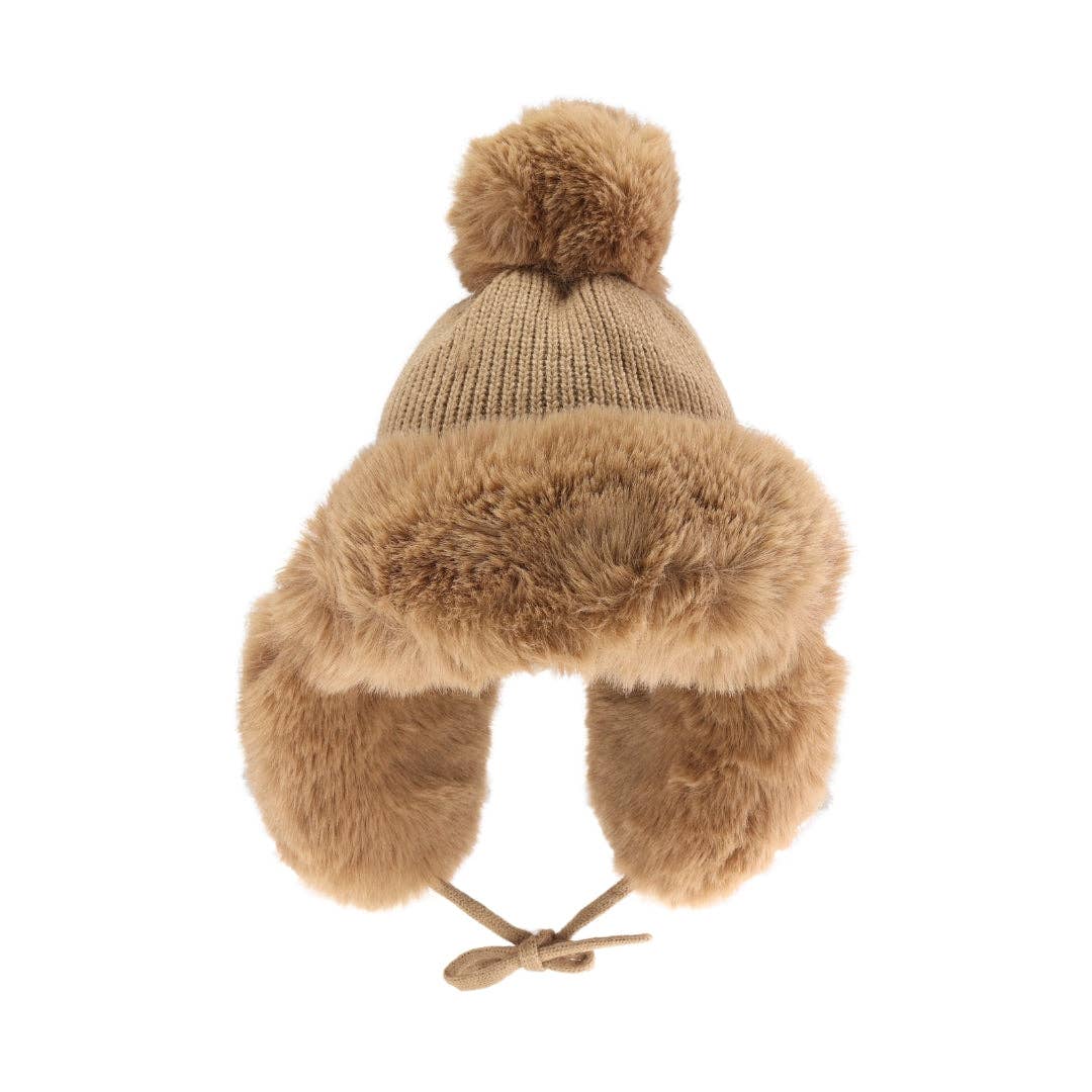 CC Beanie Thick Knitted Trapper Pom