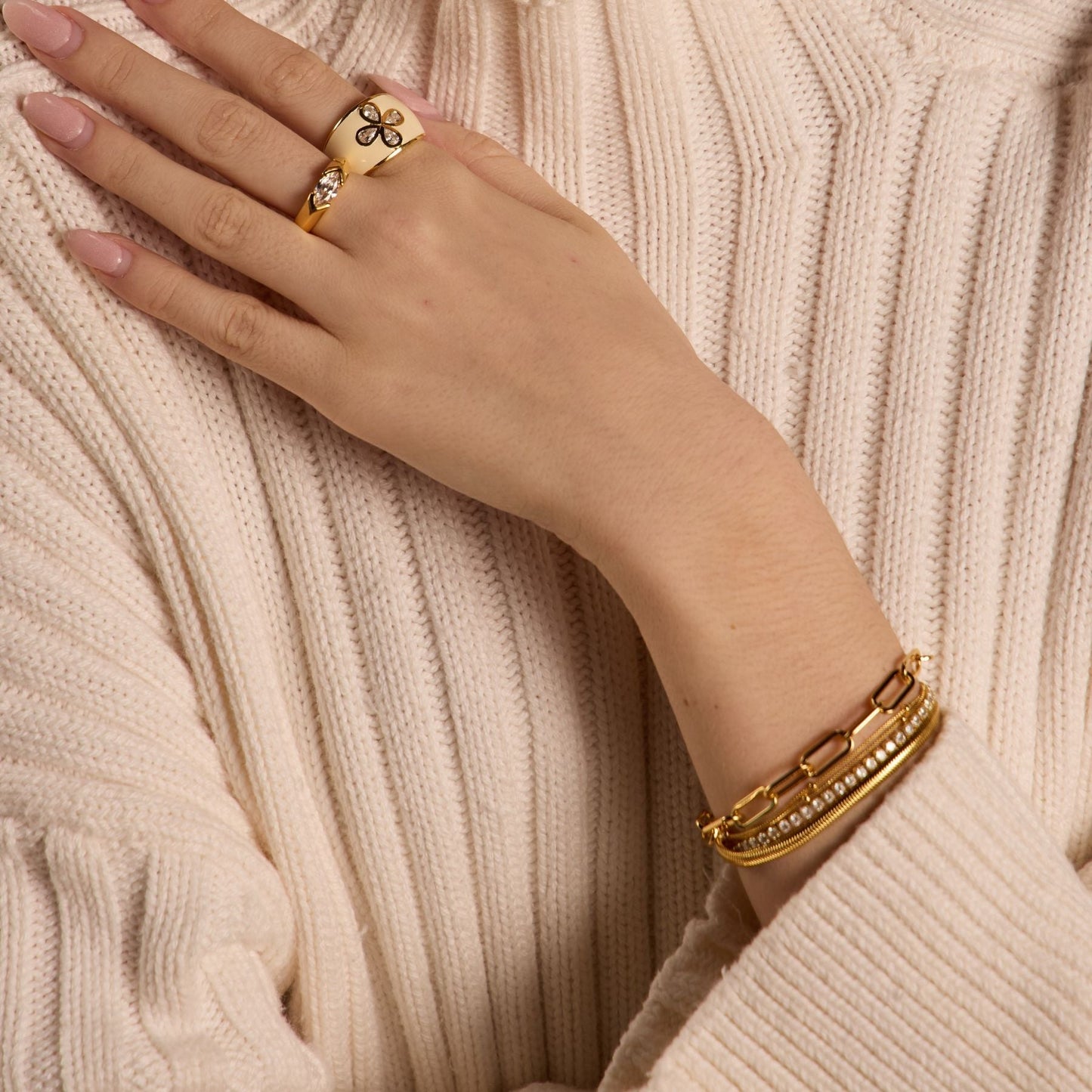 Gold CZ Bezel Ring