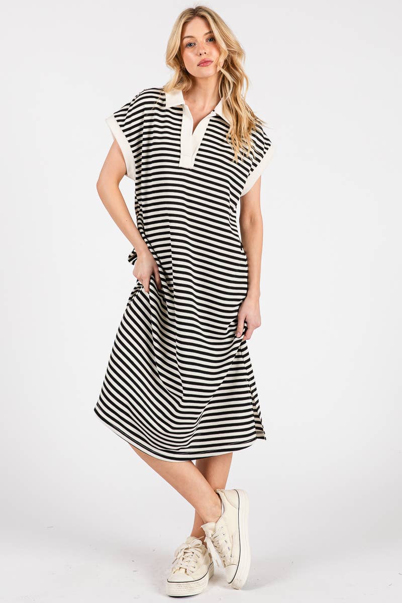 Striped Relaxed Fit Midi Dress
