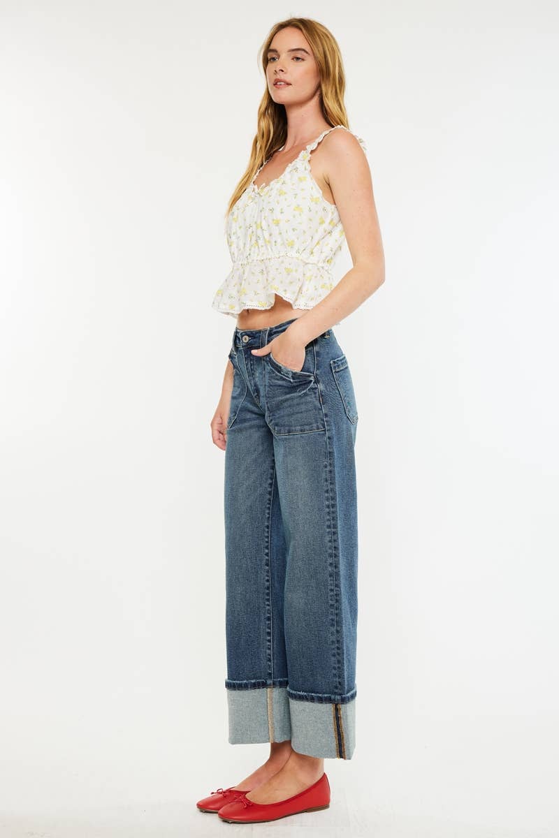 Mid Rise Wide Leg Jeans