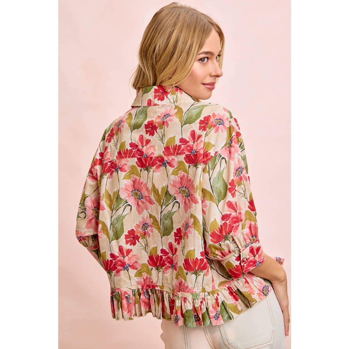 Floral Print Ruffled Hem Top