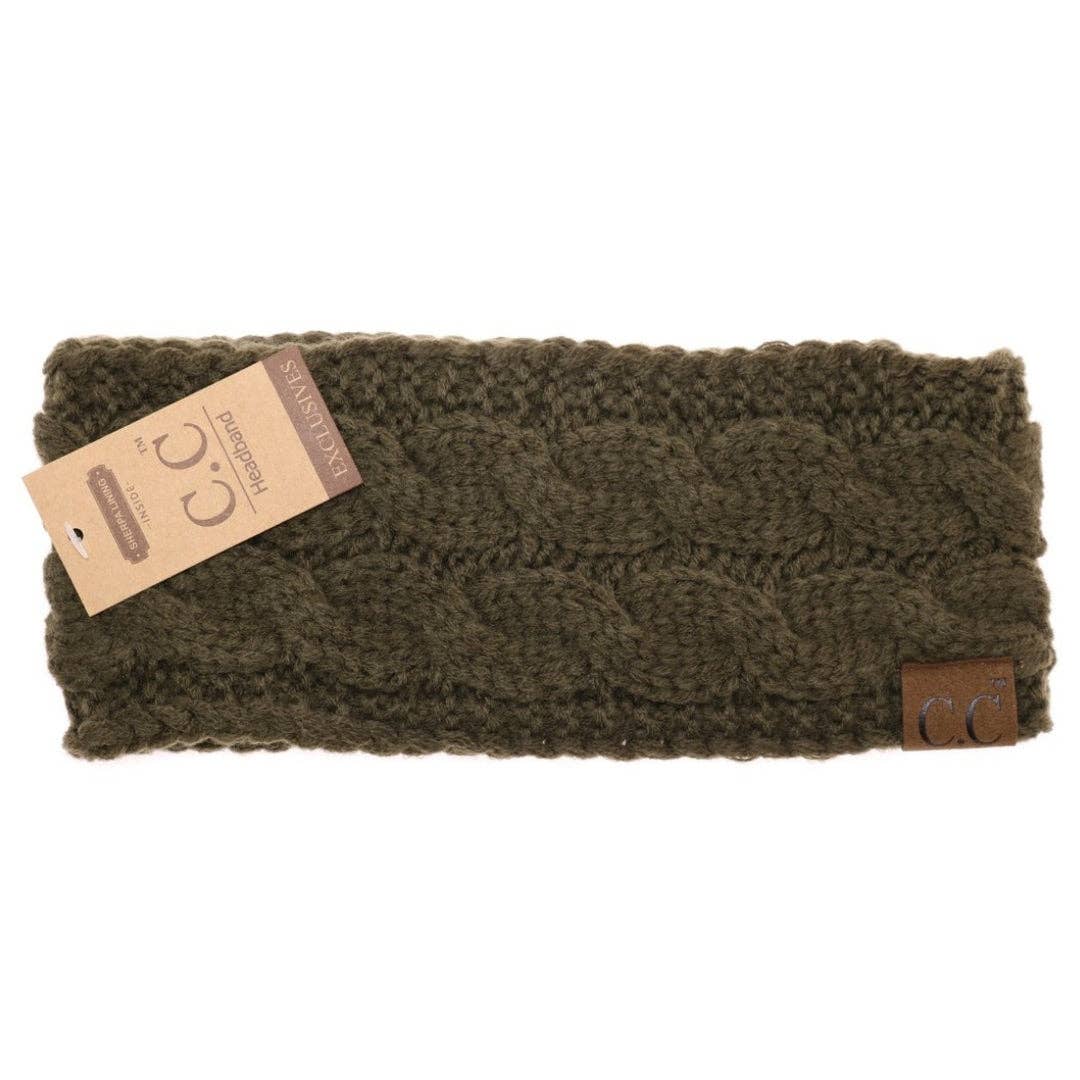 CC Beanie Solid Cable Knit Head Wrap