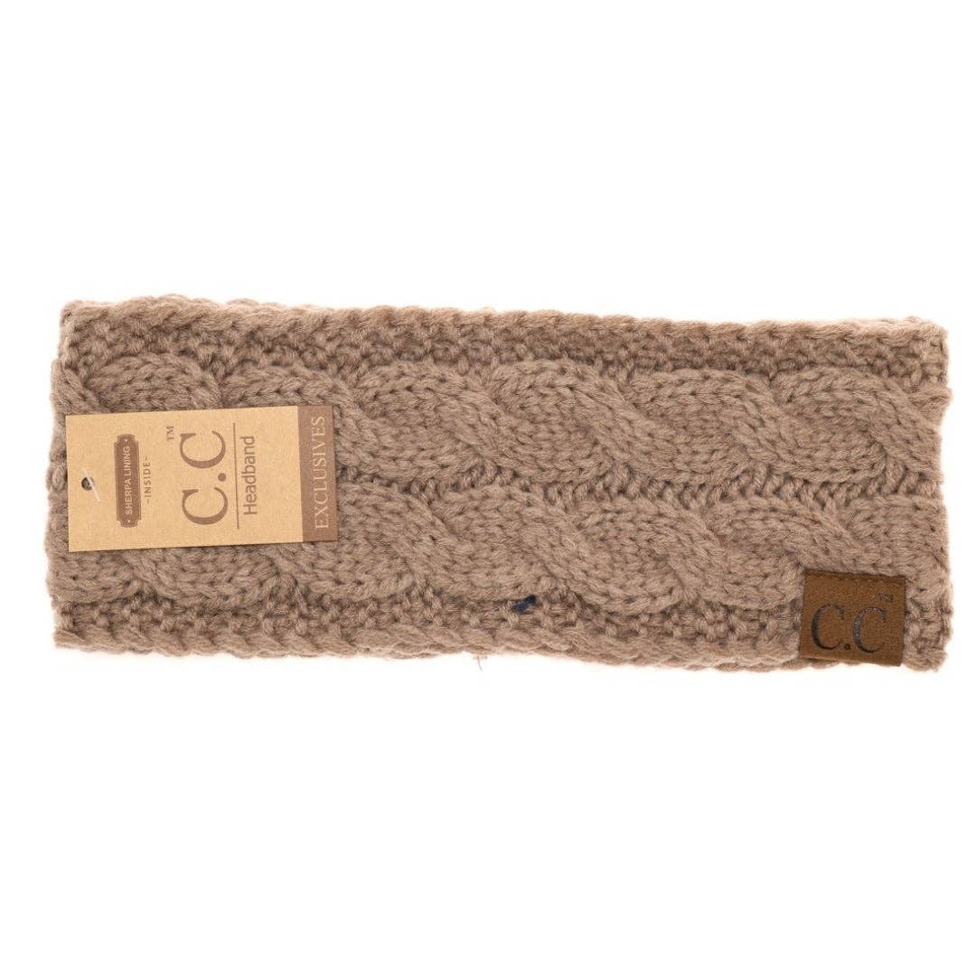 CC Beanie Solid Cable Knit Head Wrap