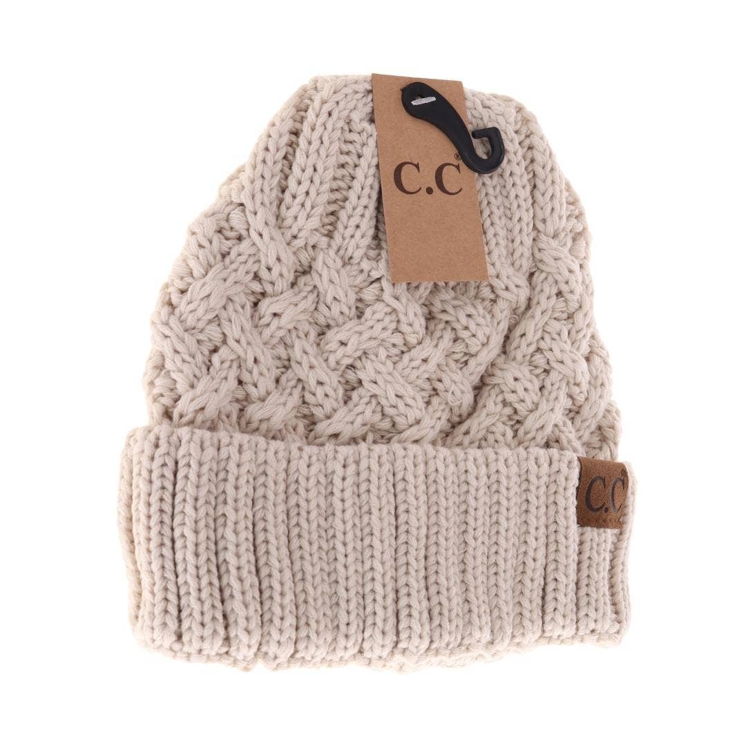 CC Beanie Lattice Knit Cuff