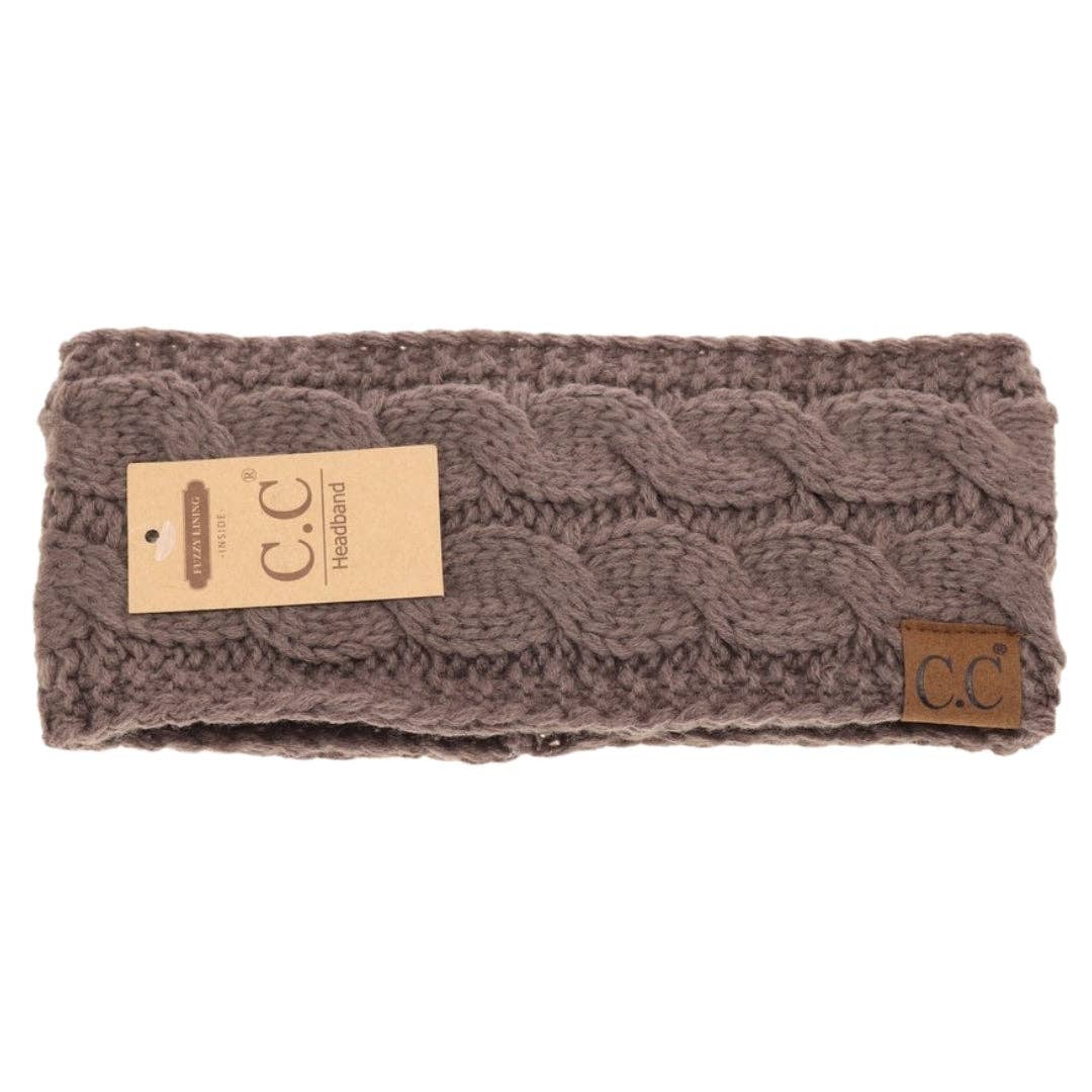 CC Beanie Solid Cable Knit Head Wrap