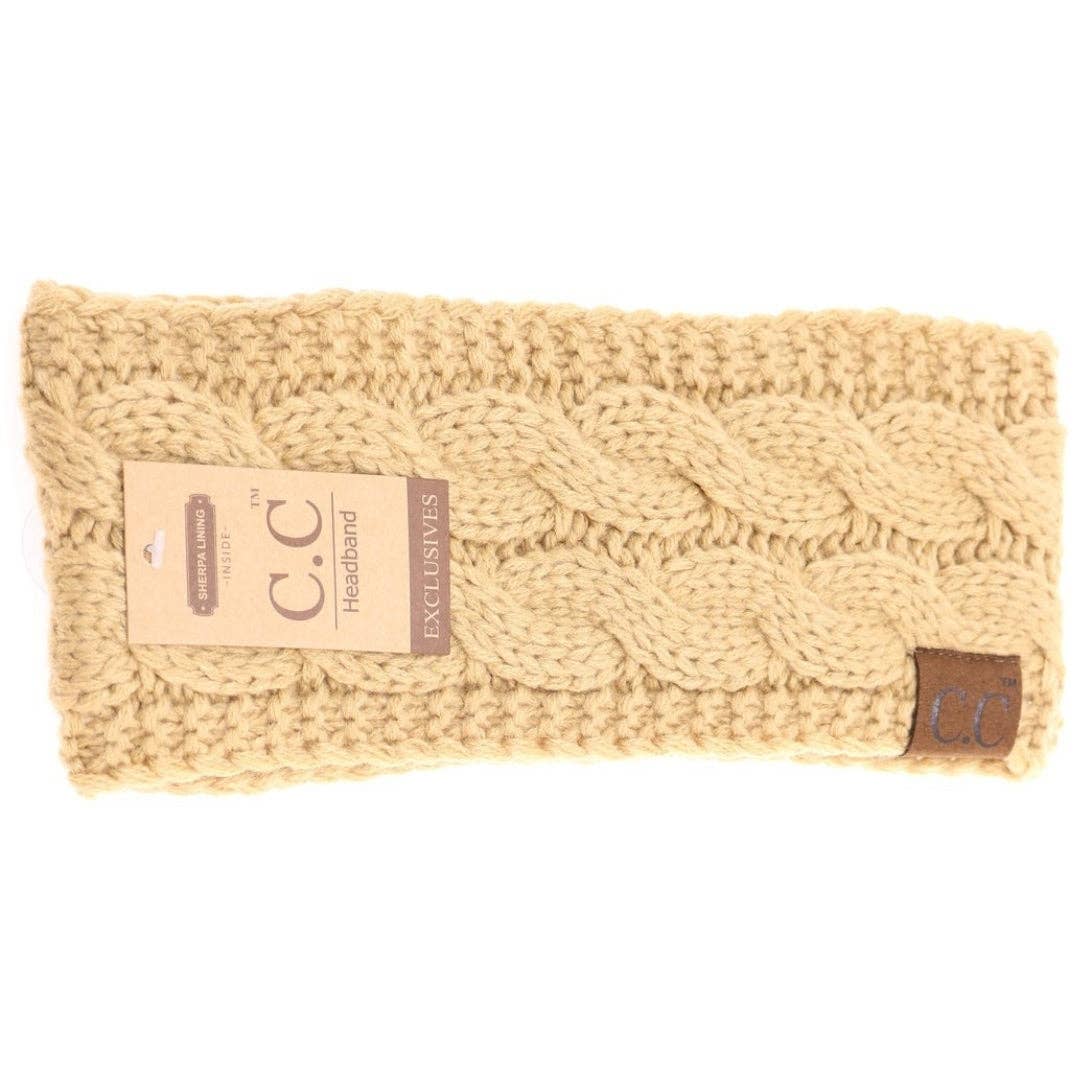 CC Beanie Solid Cable Knit Head Wrap