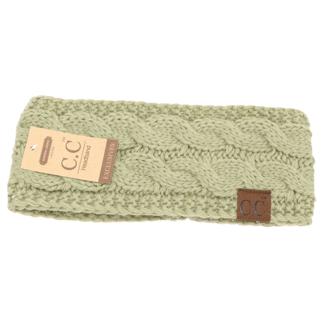 CC Beanie Solid Cable Knit Head Wrap