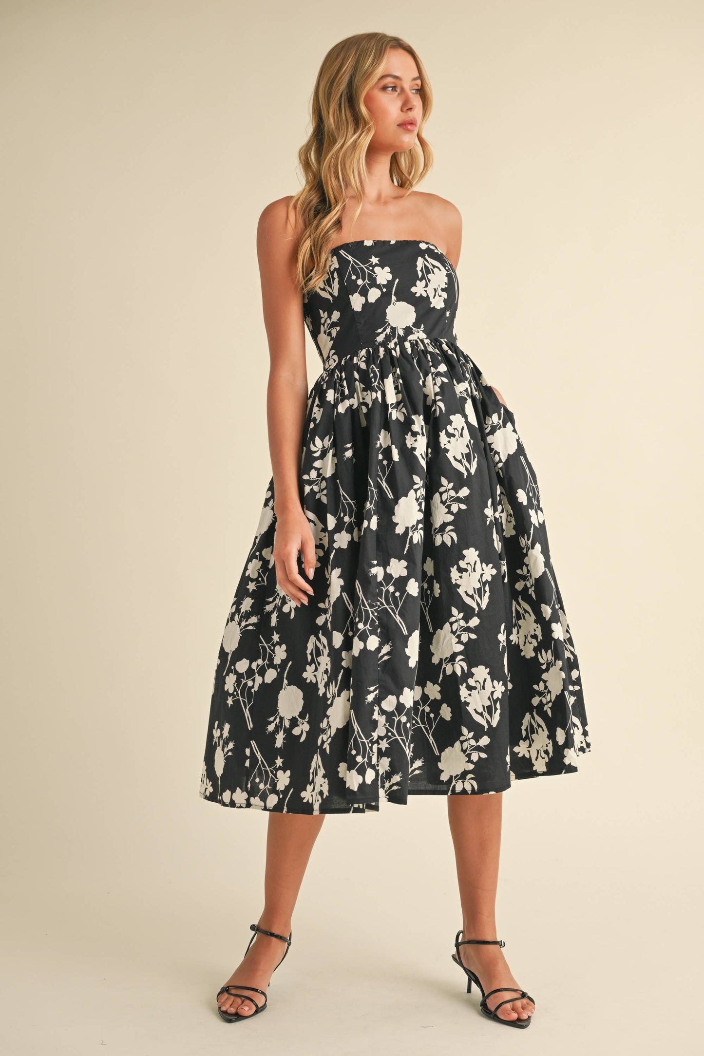 Strapless Floral Dress