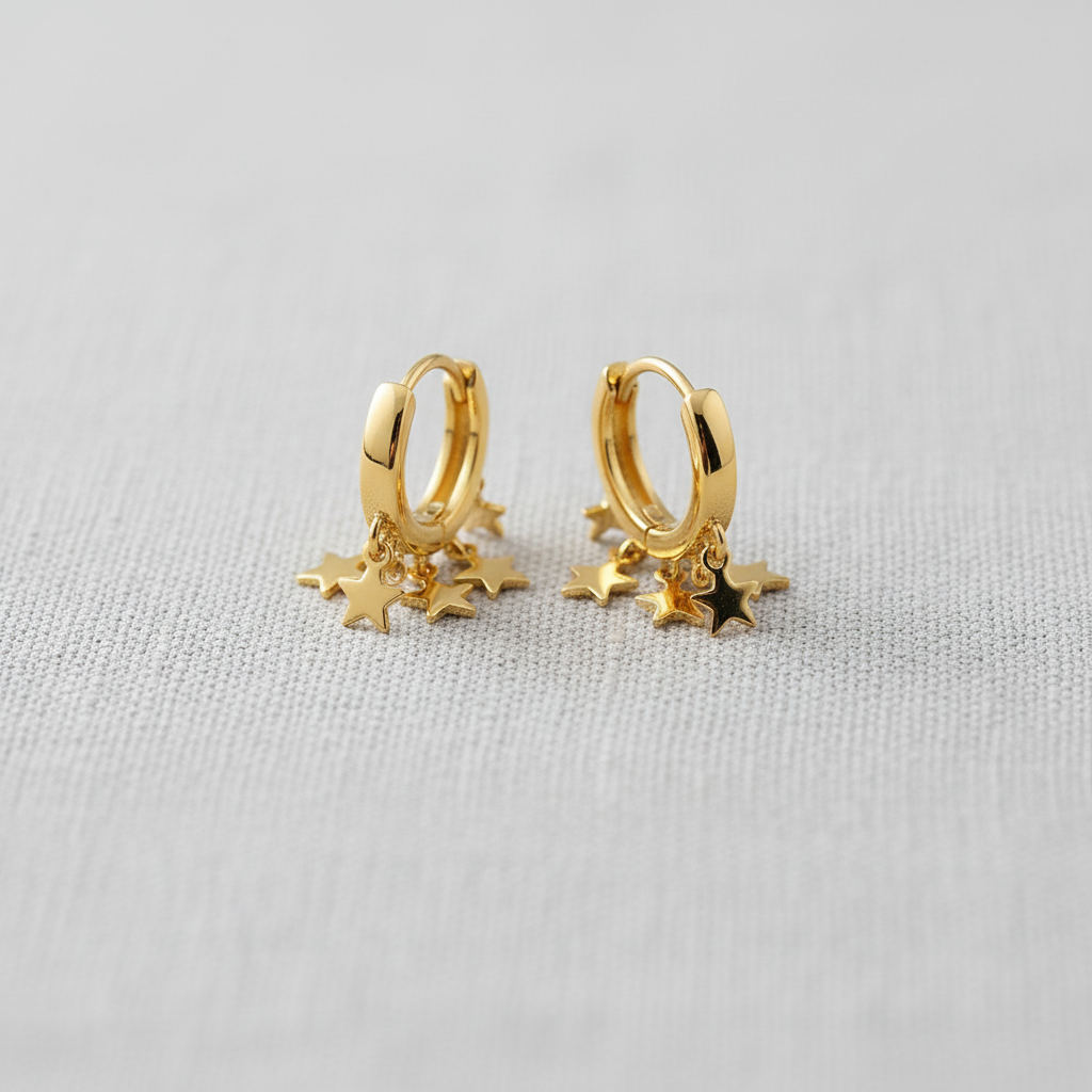 Star Design Hoop Earrings