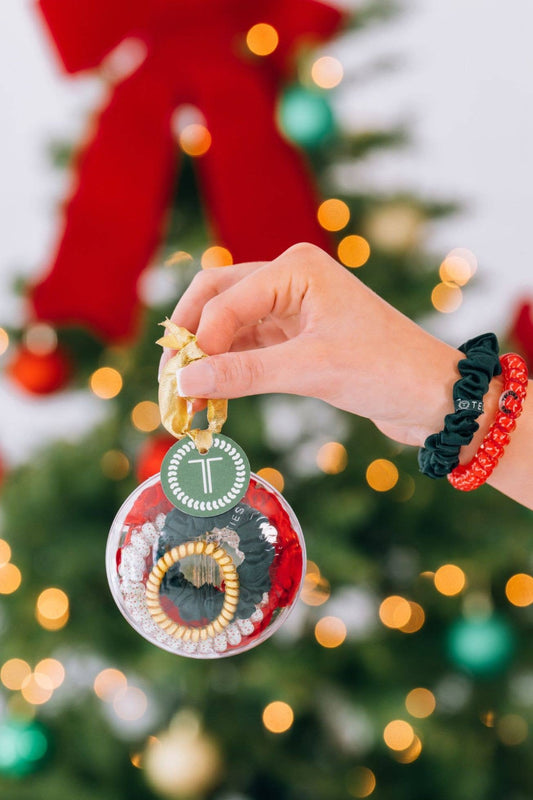 Teleties Spiral Hair Coils + Silk Scrunchie | Holiday Ornament 2024