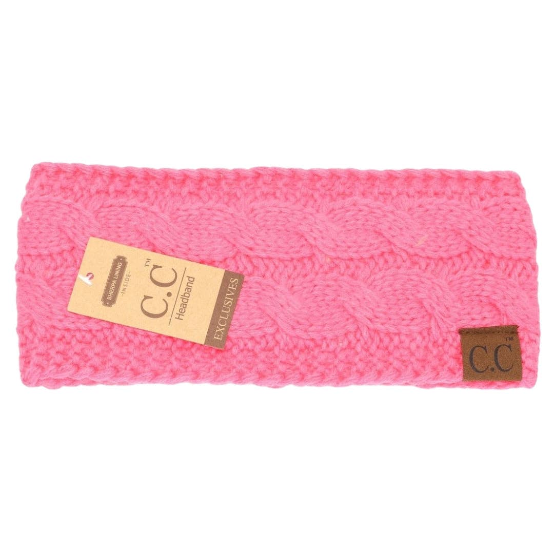 CC Beanie Solid Cable Knit Head Wrap