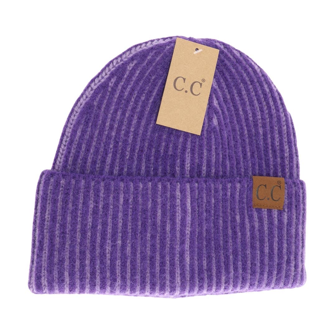 CC Beanie Contrasting Sriped Cuff