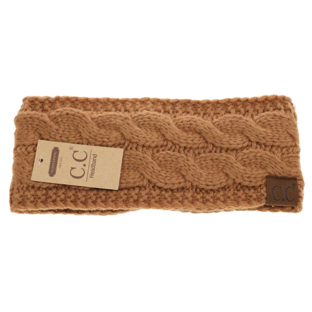 CC Beanie Solid Cable Knit Head Wrap