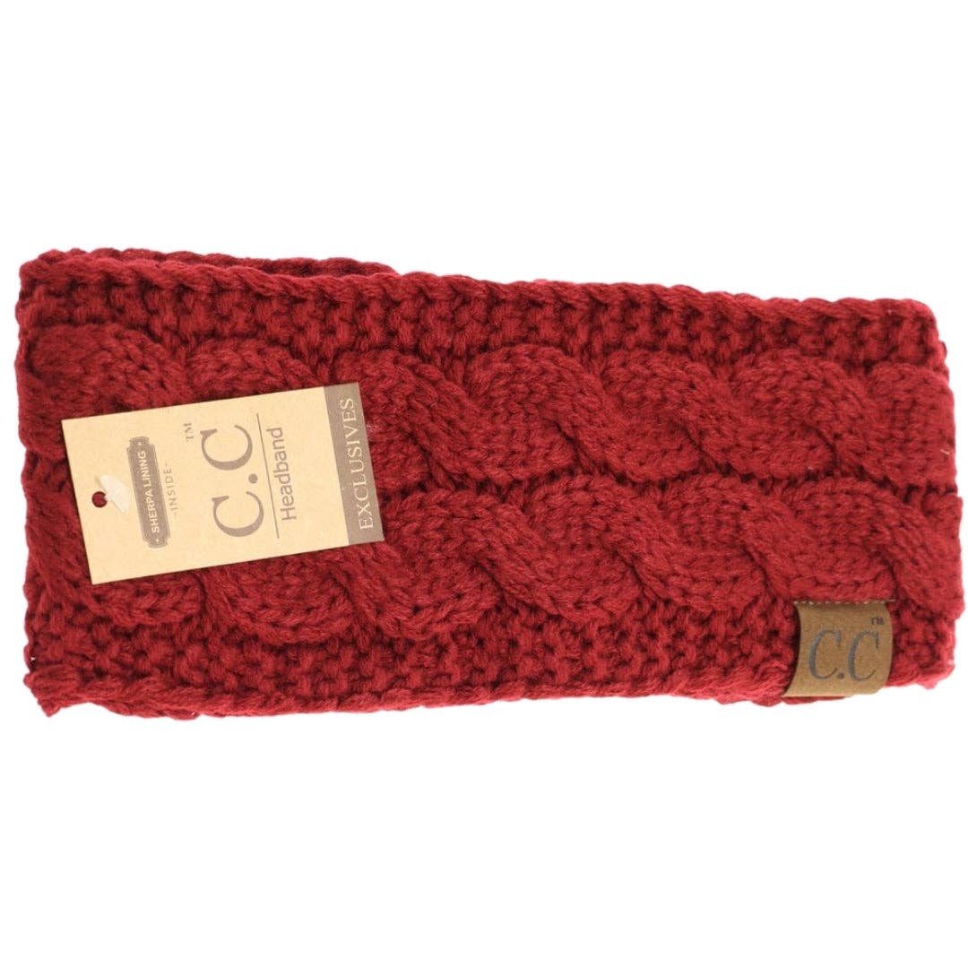 CC Beanie Solid Cable Knit Head Wrap