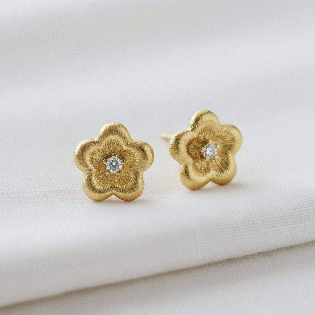Floral Design Gemstone Drop Earrings