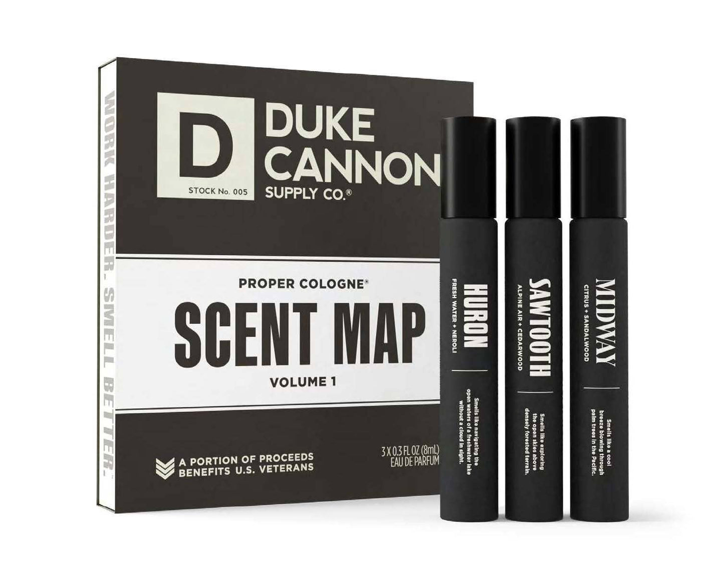 Duke Cannon Proper Cologne 0.3oz Sampler 3-Pack (Sawtooth, Midway, Huron)
