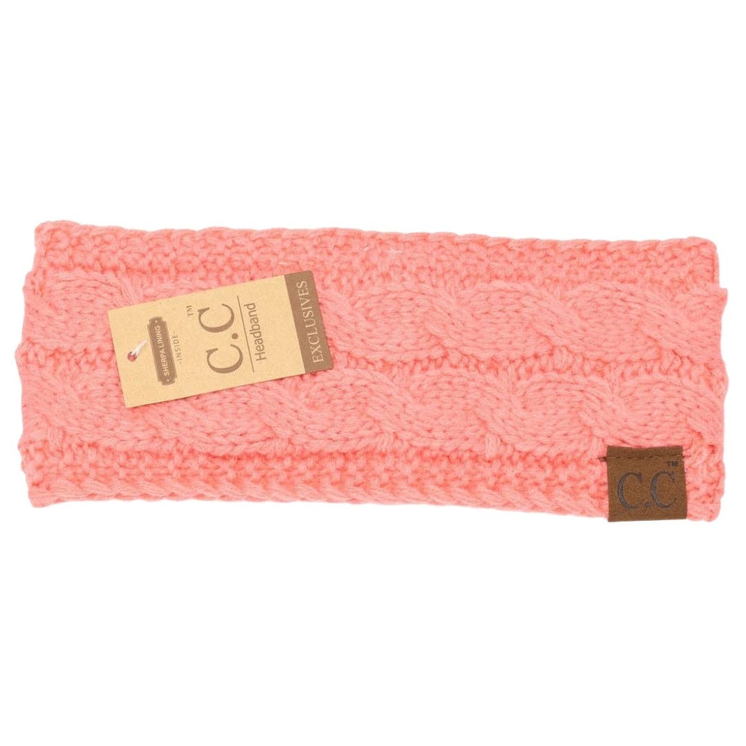 CC Beanie Solid Cable Knit Head Wrap