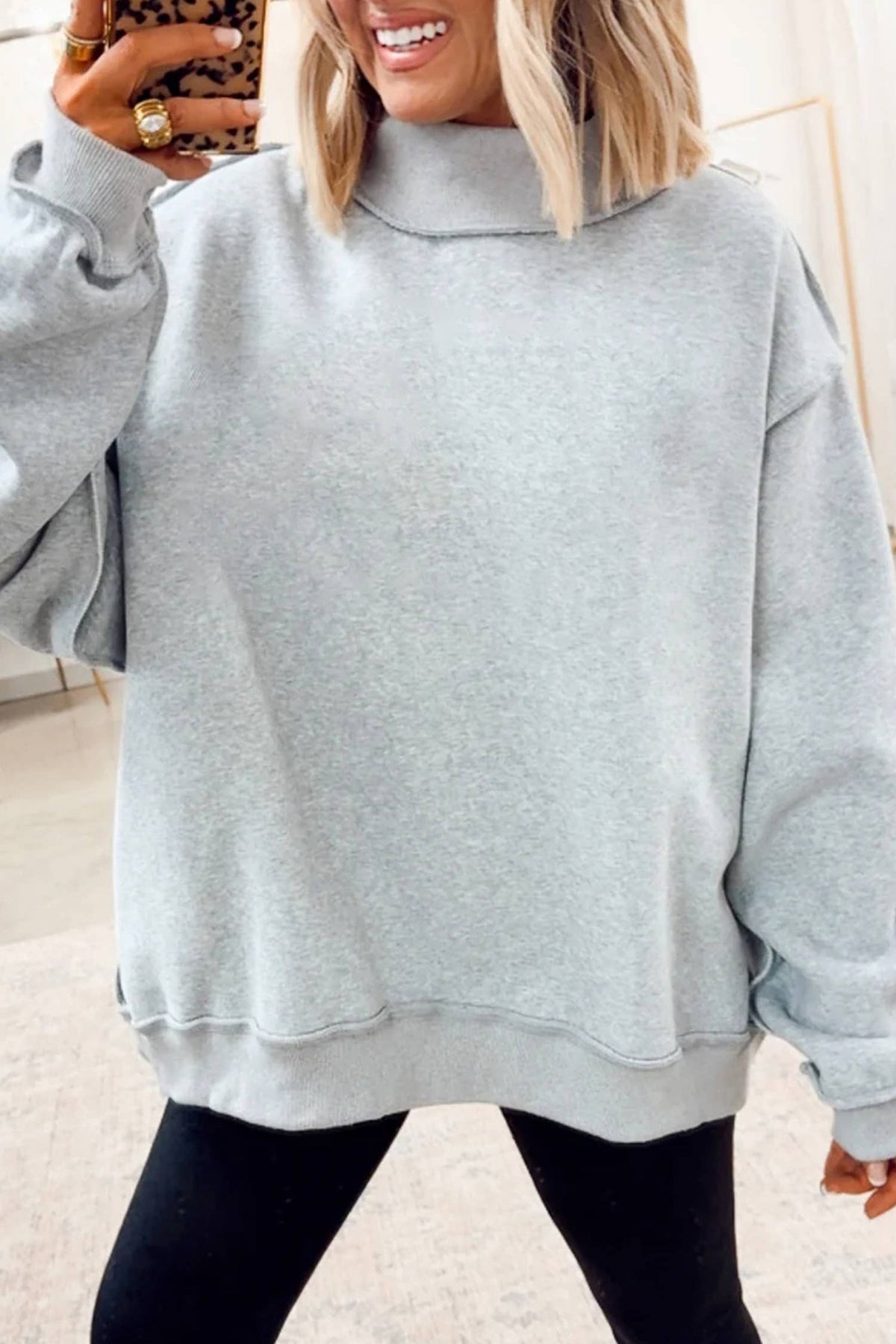 Reversible Mock Neck Sweatshirt