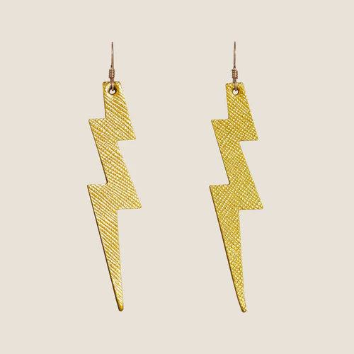 Nickel & Suede Gold Leaf Lightning Bolts