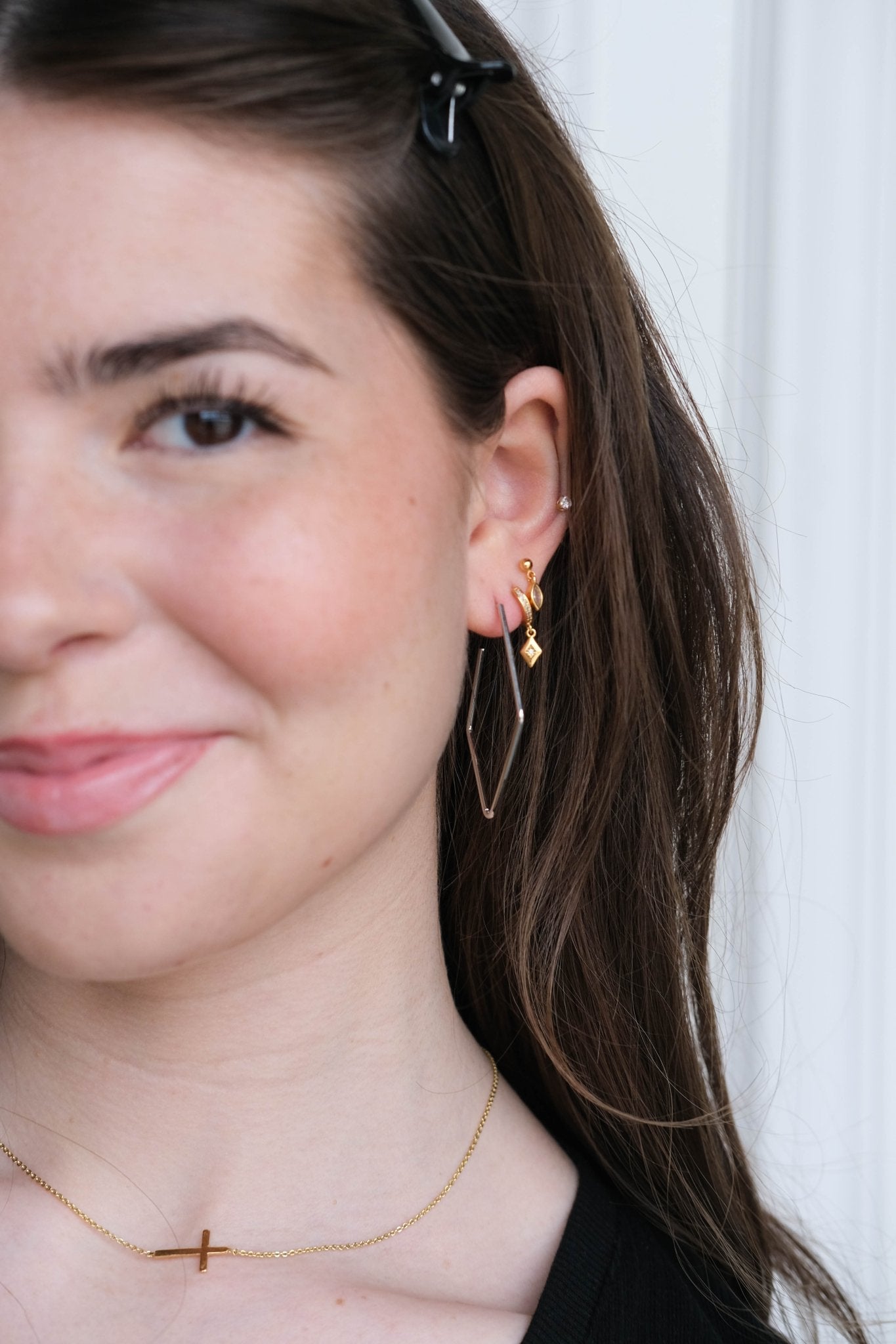 Silver Diamond Hoops