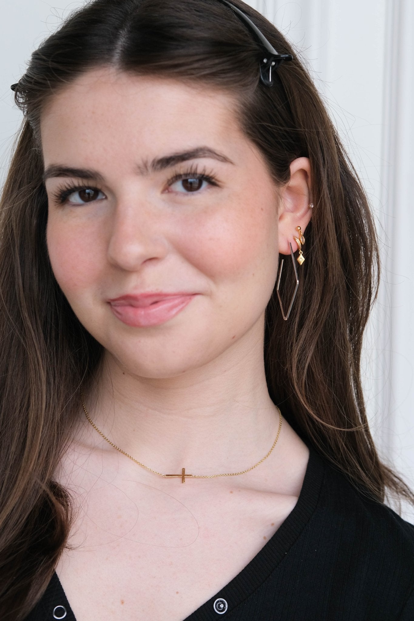 Silver Diamond Hoops