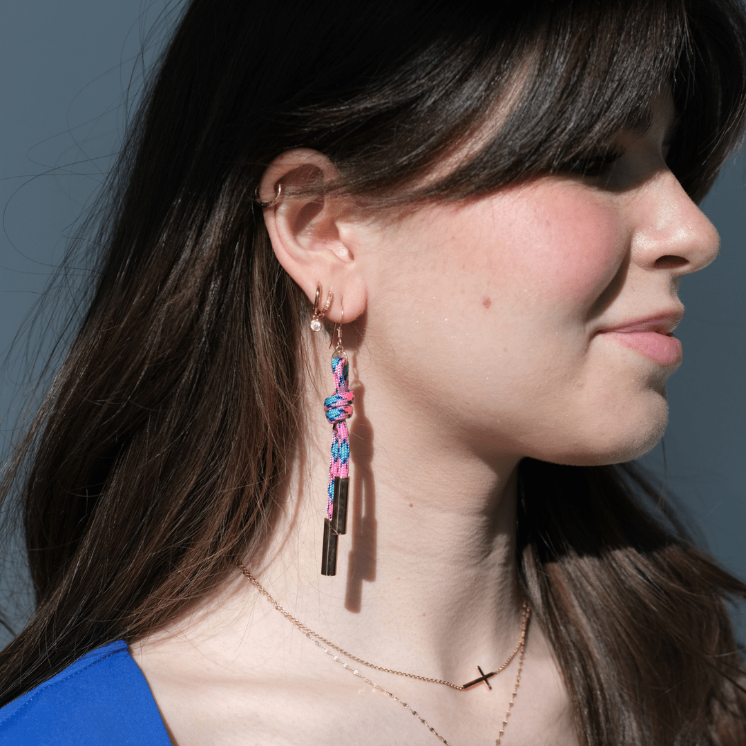 Pink and Blue Denver Cord Earrings