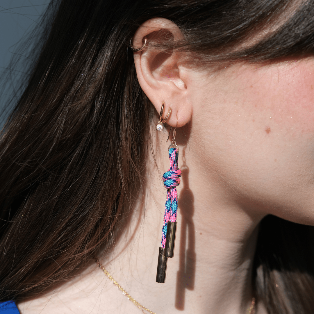 Pink and Blue Denver Cord Earrings