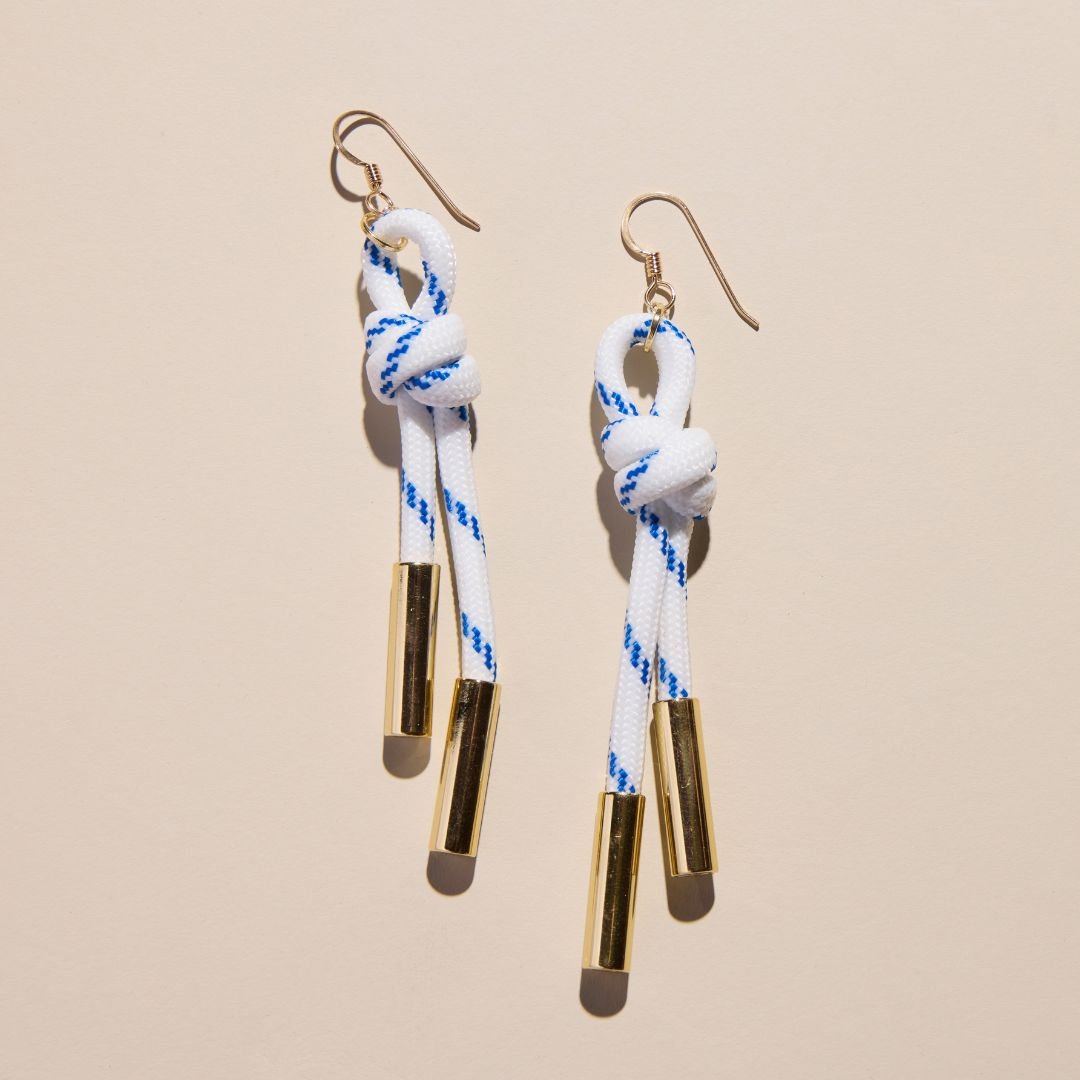 White & Blue Denver Cord Earrings
