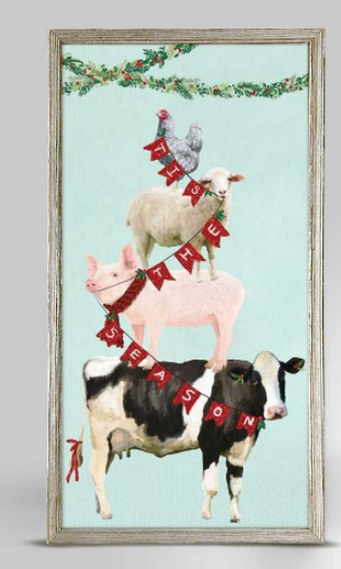 Greenbox Art Embellished Mini Framed Canvas- 'Tis the Season Farm Stack