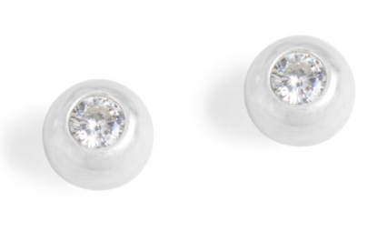 Whispers Silver Pearl with Stone Earrings