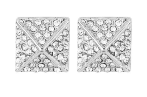 Whispers Silver Geometric Pyramid Earrings
