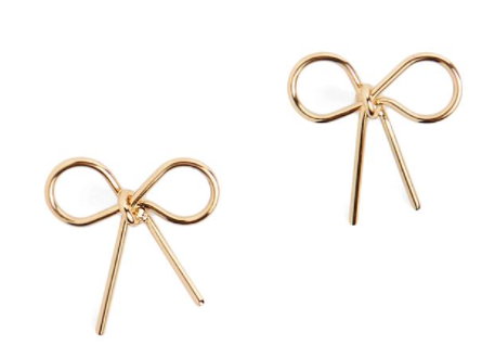 Whispers Gold Ribbon Stud Earrings