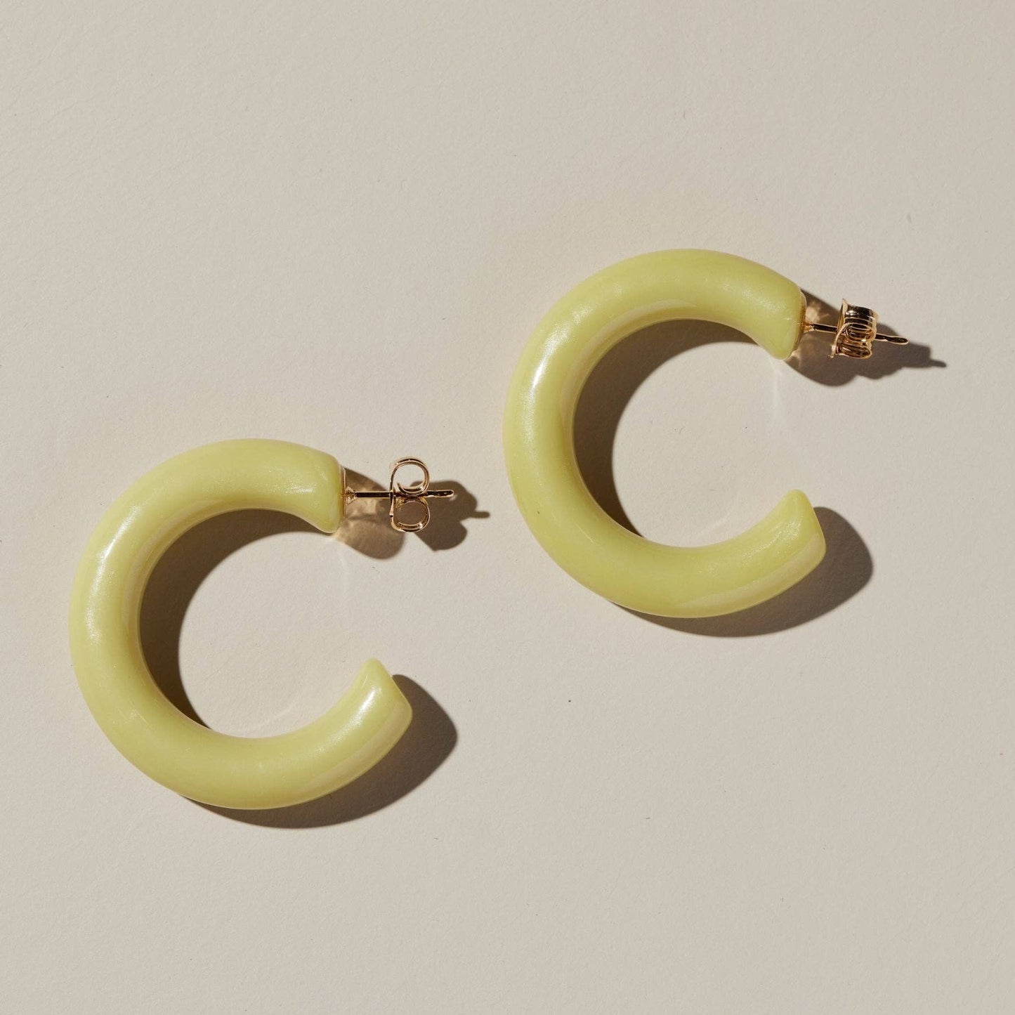 Nickel & Suede Chartreuse Allegra Hoops