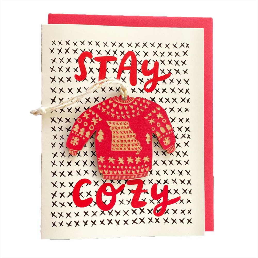 Missouri Stay Cozy Sweater Ornament w/ Card