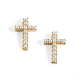 Whispers Small Cross with Pearl Stud