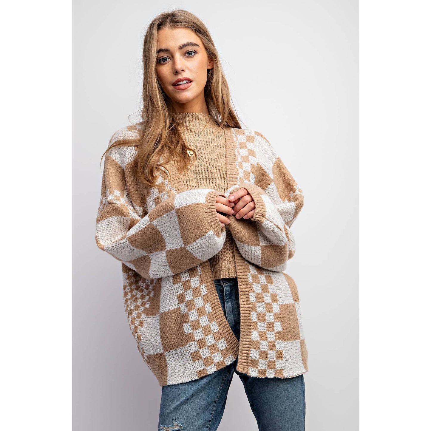 Checker Knit Cardigan