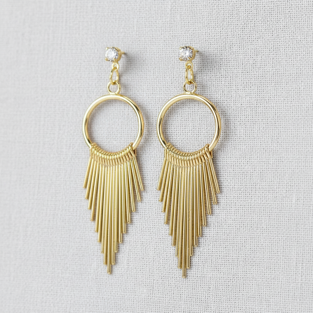 Geometric Metal Tassel Earrings