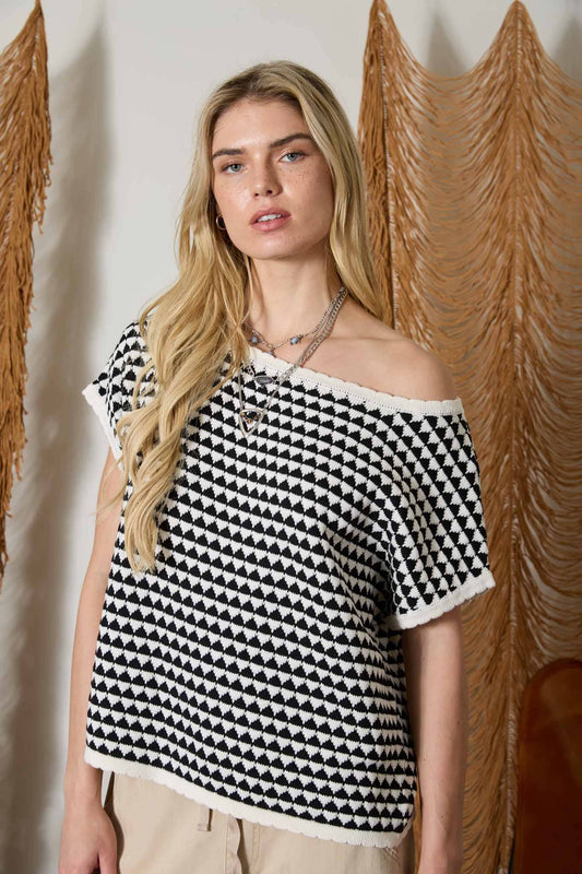 Geometric Stripe Knit Top