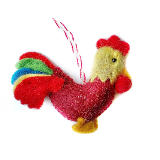 Rooster Felt Wool Christmas Ornament