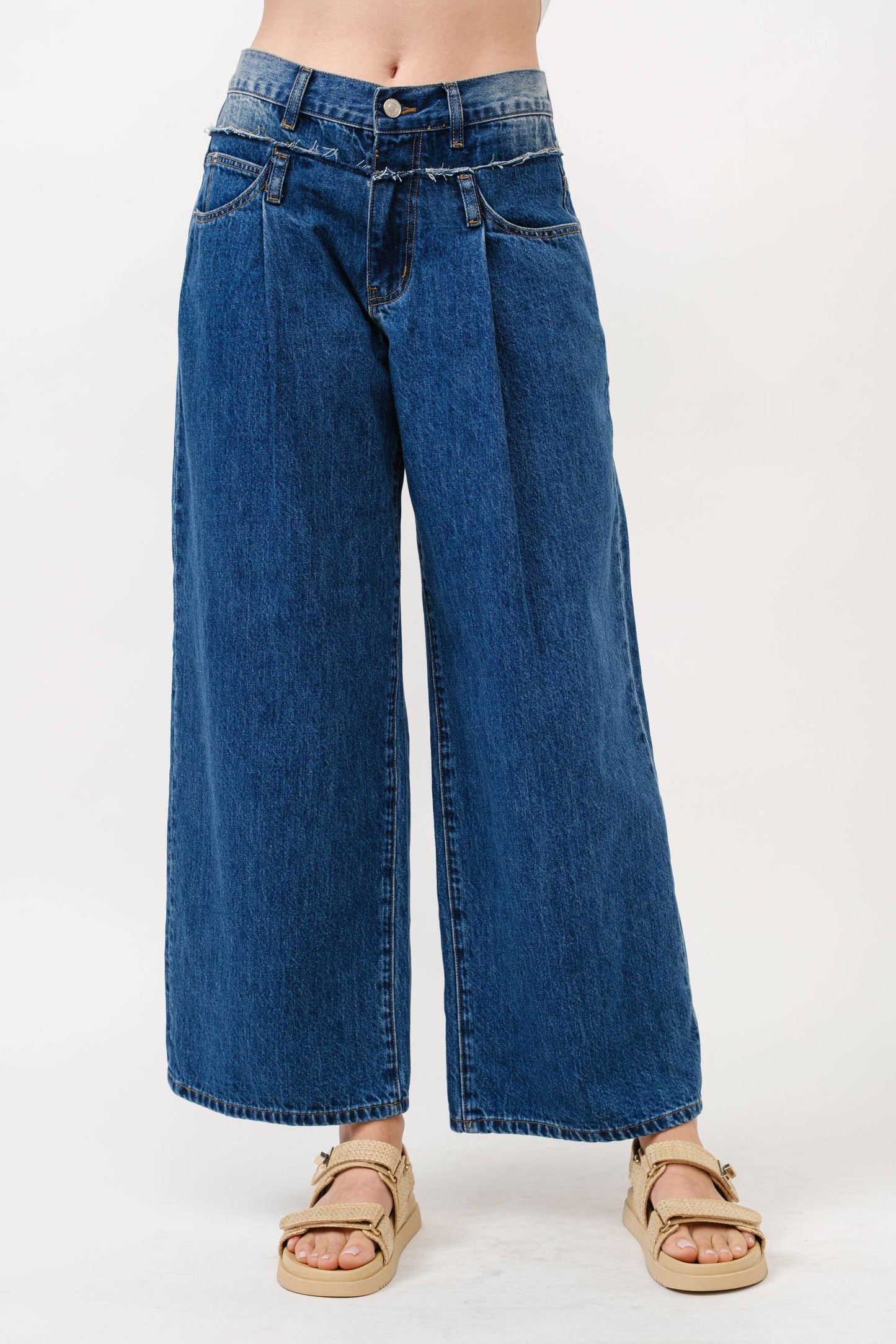 Waist Cut Wide Leg Jeans