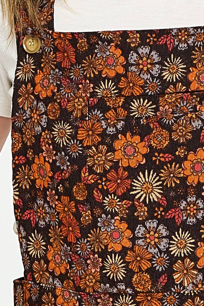 Fall Floral Corduroy Overalls