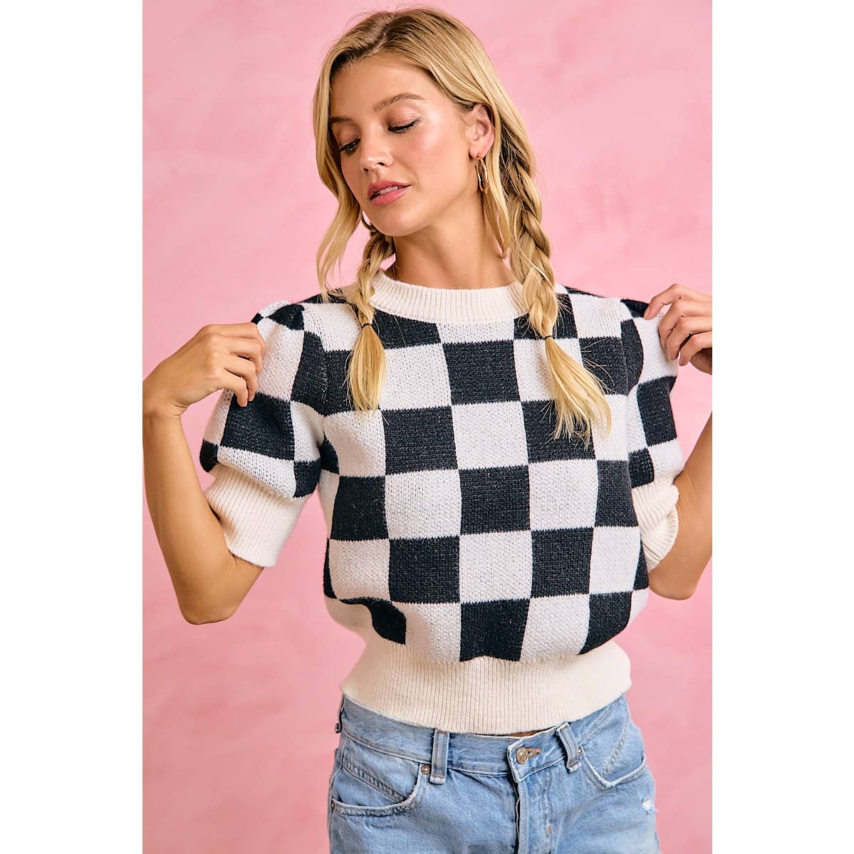 Gameday Checker Knit Top