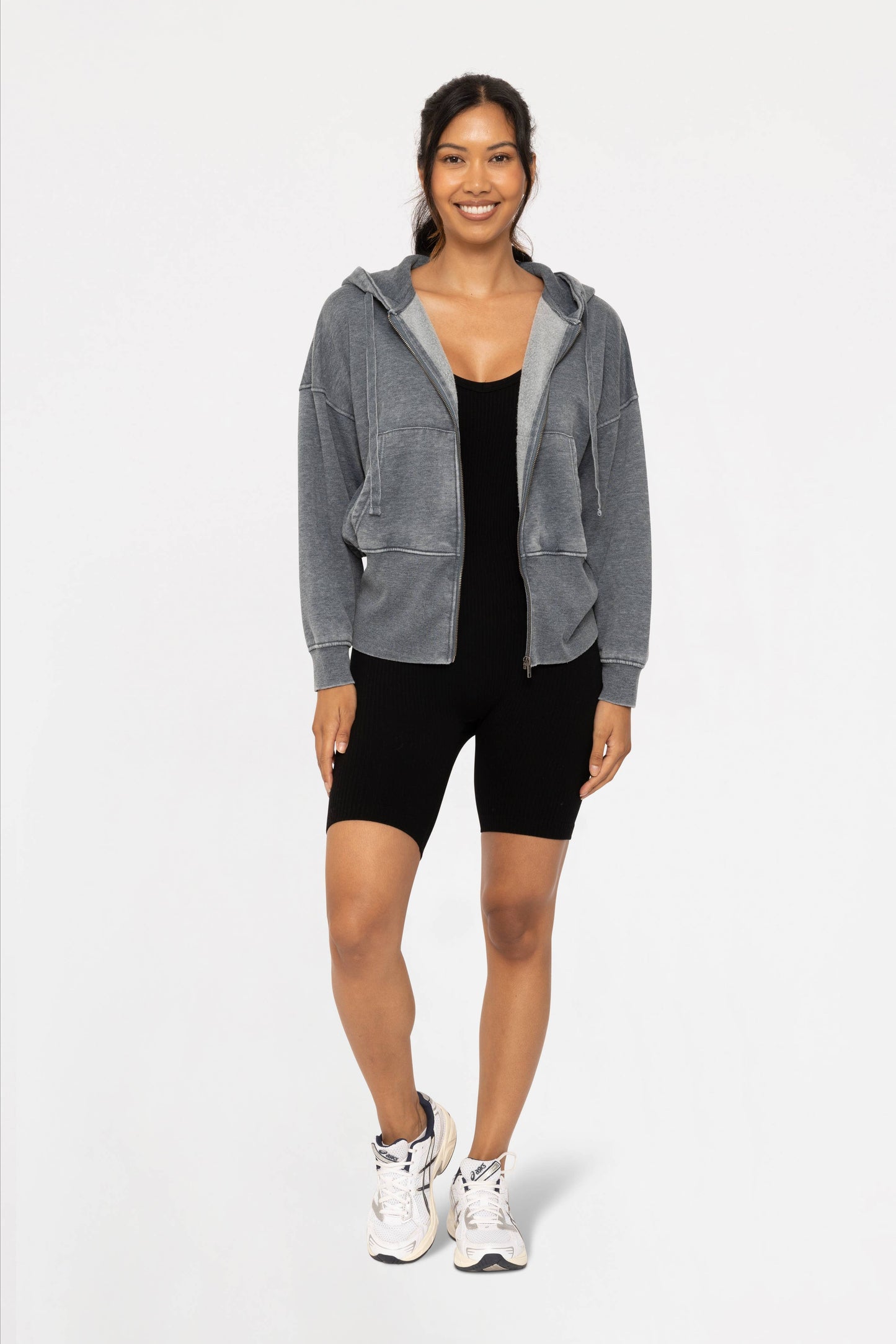 Fleece Hoodie Jacket with Tapered Sleeves