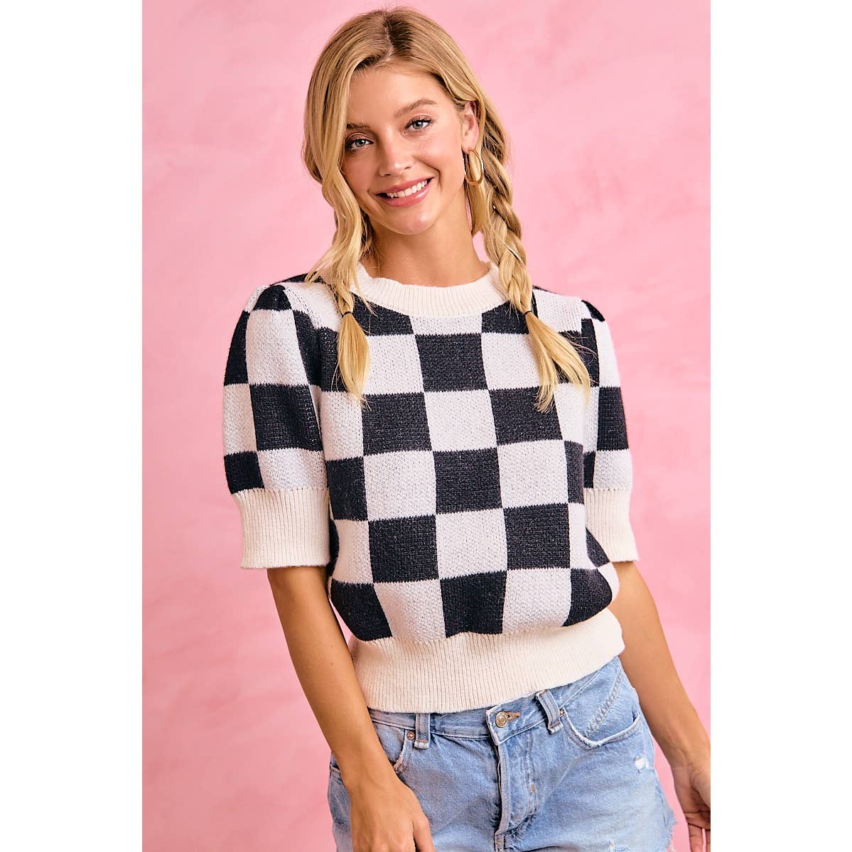 Gameday Checker Knit Top
