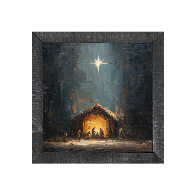 The Nativity at Night - Square Box Frame