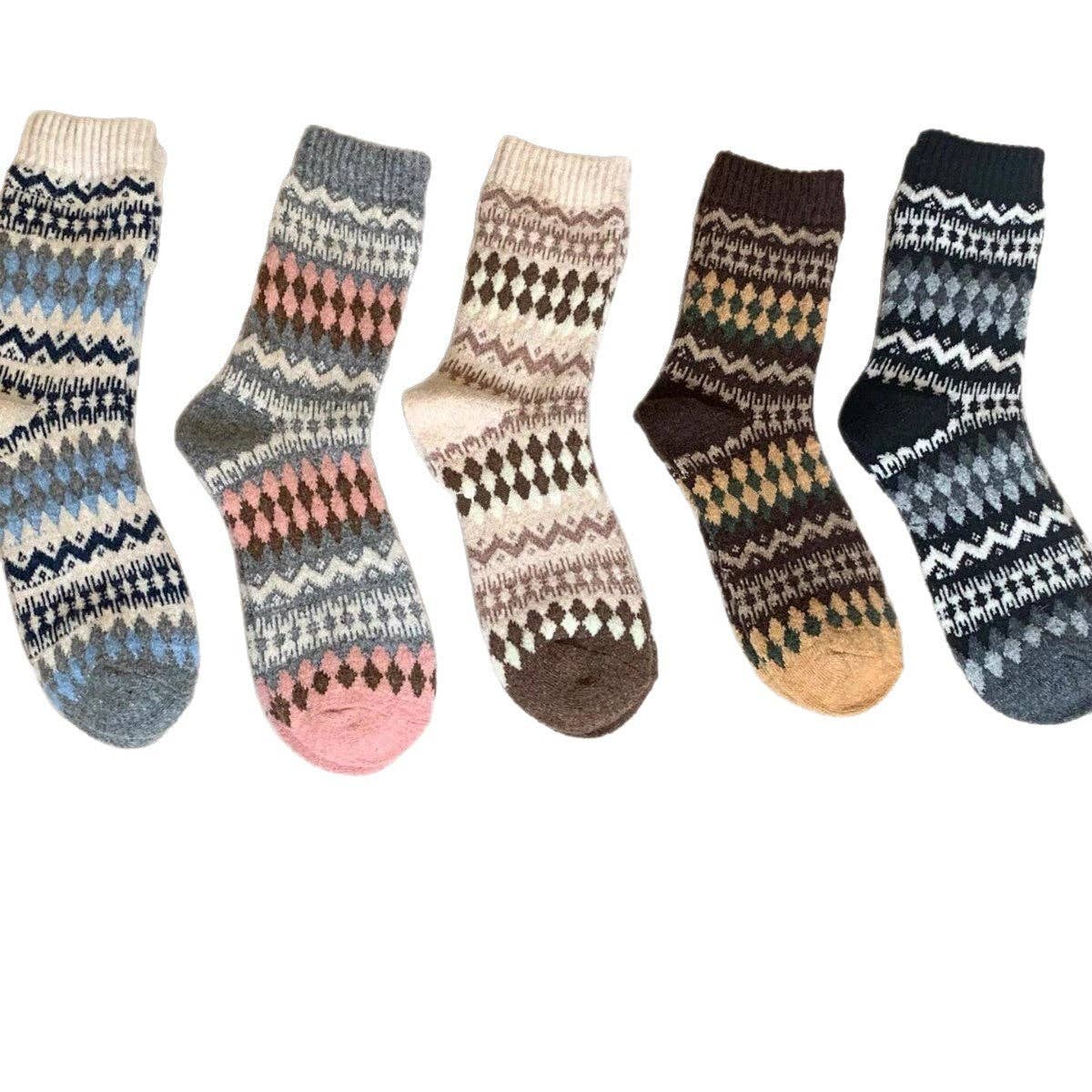 Retro Fair Isle PrintClouchy Socks
