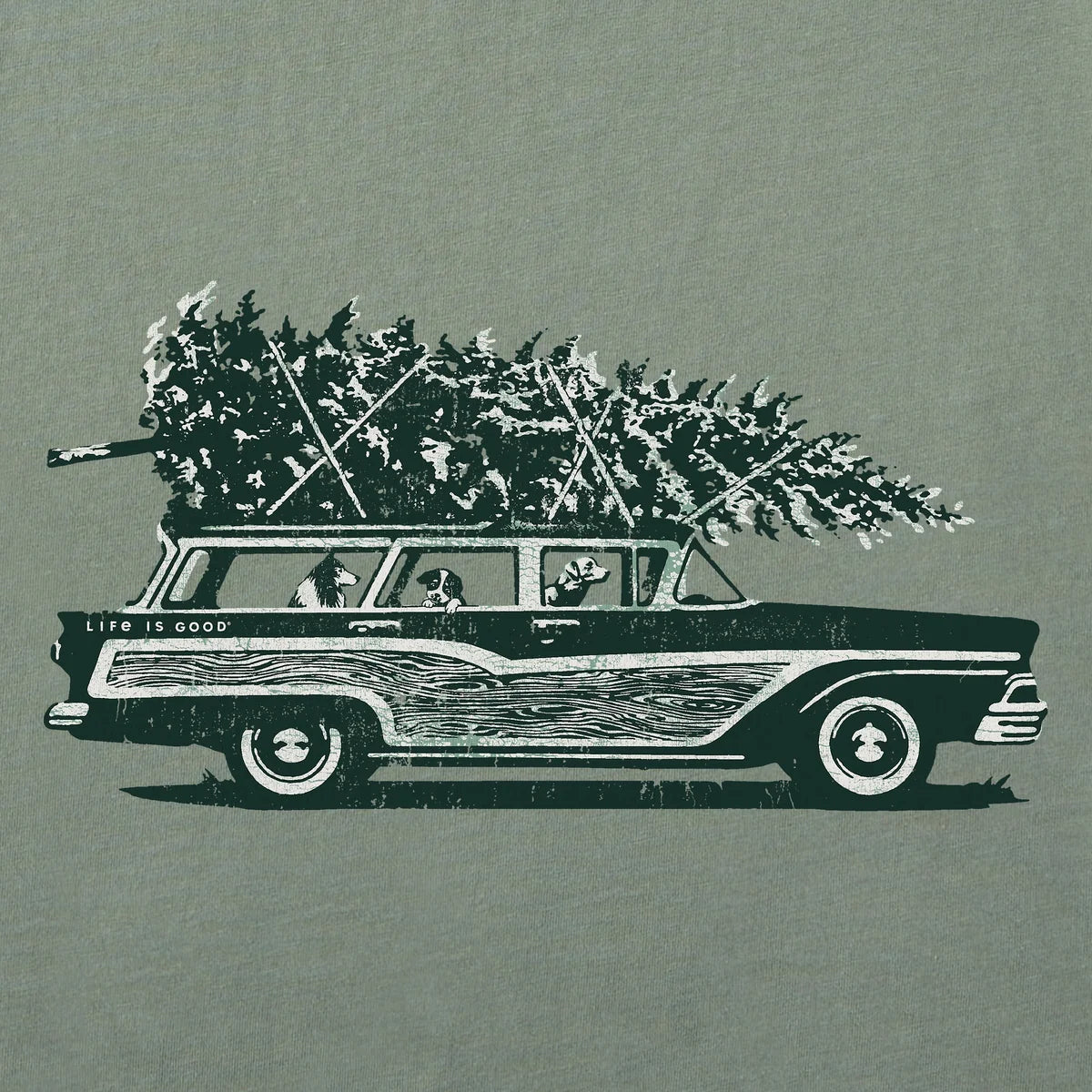 Photo Christmas Tree Wagon Long Sleeve Crusher Tee