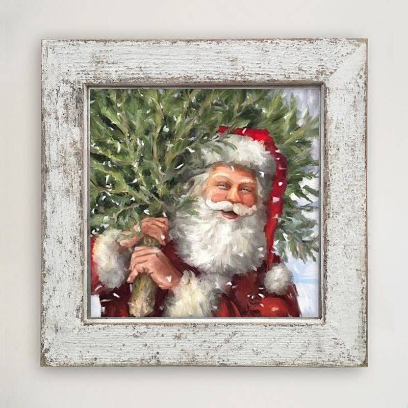 Classic Santa carrying tree
