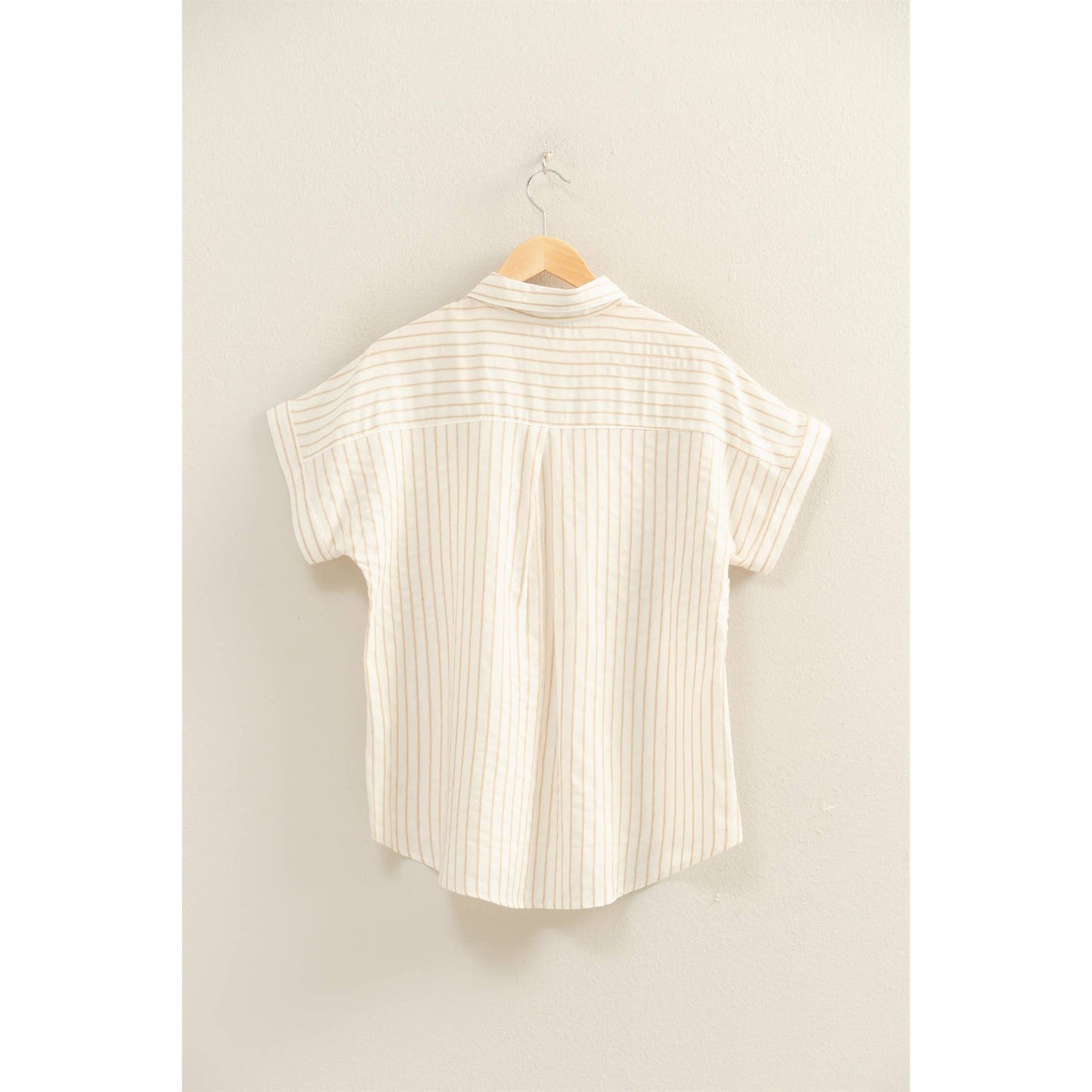 Striped Button-Up Dolman Sleeve Shirt