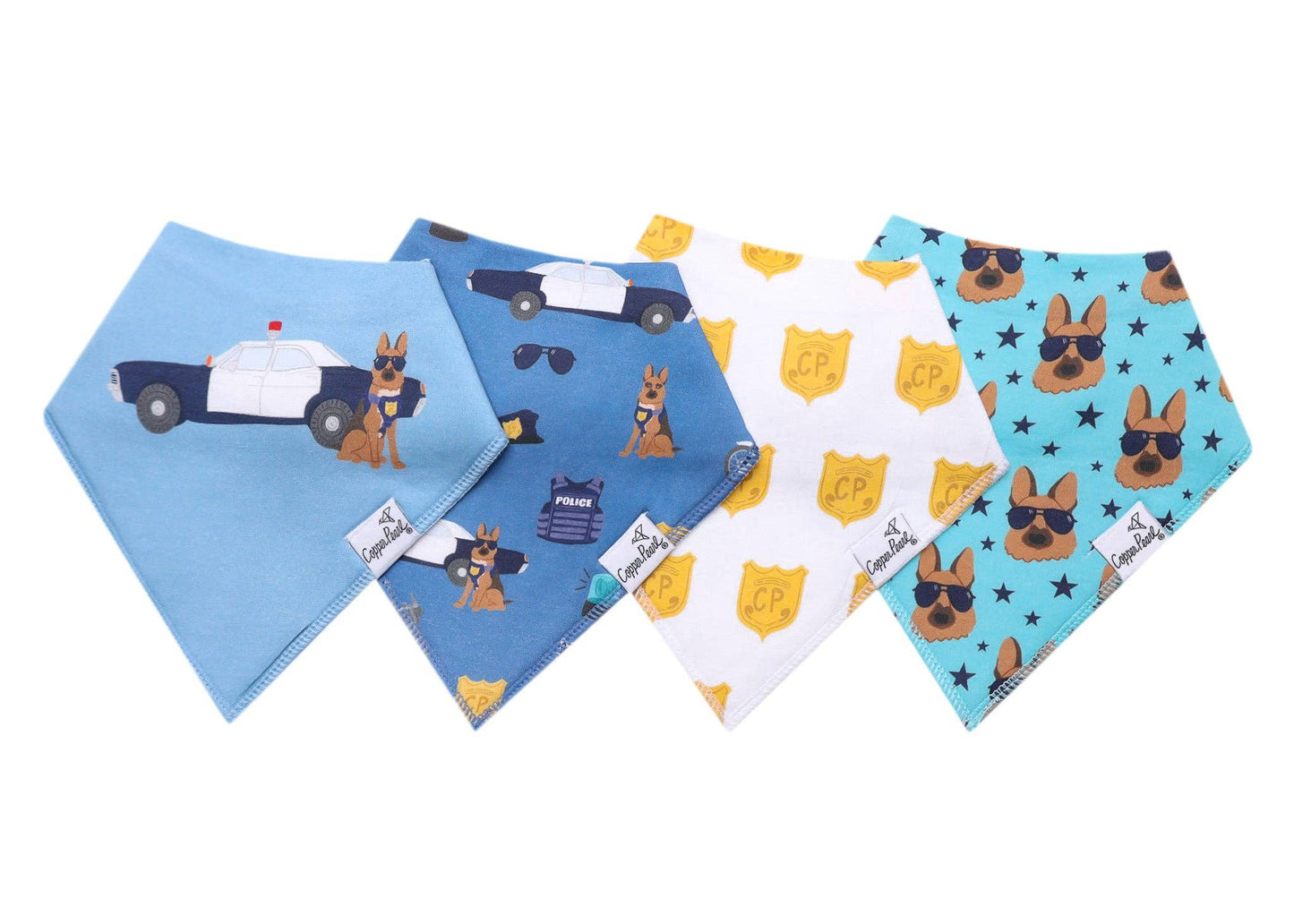 4 Pack Baby Bandana Bibs - Policemen
